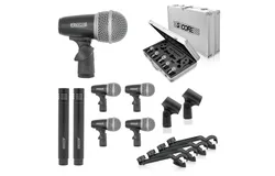 5 Core Drum Mic Kit 7 Piece Drumset Wired Dynamic Microphone Kick Bass&comma; Tom&sol;Snare & Cymbals Set