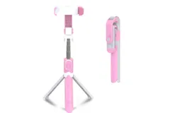 Telescopic Cell Phone Selfie Stick 28 Inch&comma; Cell Phone Tripod with Bluetooth Remote Control&comma;Pink
