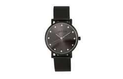 Sophie & Freda Savannah Mesh Bracelet Watch w&sol;Swarovski Crystals - Black