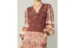 Current Air Crossed V-Neck Sweater In Brick Sage