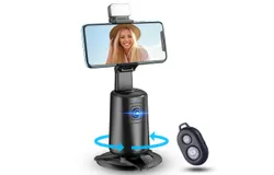 Auto Face Tracking Tripod 360° Rotating Auto Tracking Phone Stand&comma; No App&comma; Phone Camera Stand with Remote and Gesture Control&comma; Rechargeable Smart Shooting Stand for Live Video Recording Tiktok