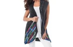 Angel Apparel Hand Painted Laser Cut Vest In Charcoal