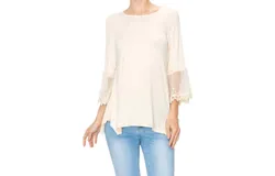 Origami Megan Flutter Sleeve Top In Beige