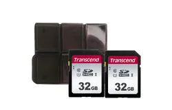 2x Transcend 32GB SDXC&sol;SDHC 300S Memory Card TS32GSDC300S with Memory Card Holder