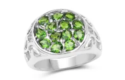 2&period;21 Carat Genuine Chrome Diopside &period;925 Sterling Silver Ring