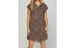 She &plus; Sky Leopard Twill Washed Shirt Dress In Multi
