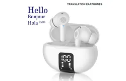 Translation Earbuds Real Time Voice Translator Earbuds Supports 144 Languages Two-Way Online Translator in Ear Earbuds with APP Fit iOS and Android Ideal for Travel and Business(White)