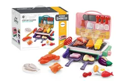 Kids Play Food Grill with Pretend Smoke Sound Light Kitchen Playset BBQ Accessories Camping Cooking Set Barbecue Toddler Girl Boy Toy 2 3 4 5 6 Year Old 4-8 Birthday Kid Outdoor Toy Gift Idea-Spray Color Changing Grill pink