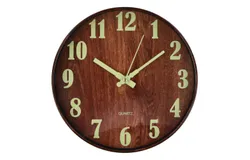 Silent Round Luminous Wall Clock 30&ast;30cm Modern Style Non-Tick Decoration Bedroom Office Study Kitchen Glass Wall Clock - Brown