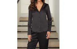 Milio Milano Silky Button Down Shirt In Black