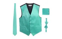 Gioberti Men&apos;s Formal 4pc Satin Vest Necktie Bowtie and Pocket Square