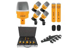 5 Core Drum Mic Kit 7 Piece Drumset XLR Wired Dynamic Microphone Kick Bass&comma; Tom&sol;Snare & Cymbals Instrument Set for Studio and On Stage Live Use - DM 7ACC YLW