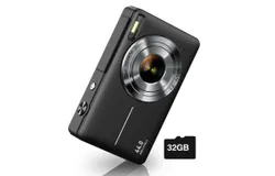 16X Zoom 32GB Card Small Kids Camera，FHD 1080P Digital Cameras for Kids Boys Girls Compact Digital Point and Shoot Camera  &comma; Black