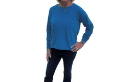 Bobi Criss Cross Back Terry Cloth Top In Lapis