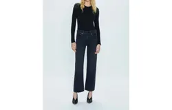 Pistola Lexi Mid Rise Bowed Straight Jeans In Black