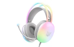 X25 Gaming Headset with Microphone for Switch PC PS4 PS5 Xbox One Noise Cancelling Gaming Headphones with LED Lights for Kids Adults &lpar;White&rpar;