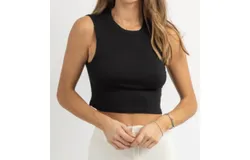 Olivaceous Basique Crewneck Crop Tank In Black