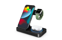 Three-in-one wireless charging stand cell phone bluetooth headset smart watch 15W with wireless charging desktop Charging Stand -For Samsung black