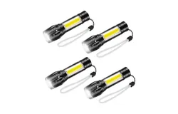 Linterna LED Recargable Paquete de 4&comma; Lampara Tactica con Luz de XPE&plus;COB Flashlight Portátil&comma; Lampara Led con 5 Modos de Luz &lpar;4PCS&rpar;