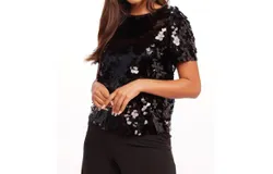 Eva Franco Sequin Tee In Black