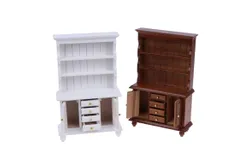1&sol;12 Dollhouse Miniature Furniture Multifunction Wood Cabinet Bookcase Cabinet