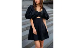 Aureta&period; Camille Mini Dress In Noir