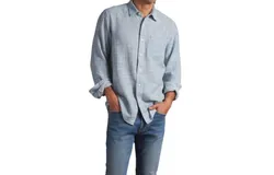 Grayers Madras Cottage Loom Shirt In Blue Chambray Stripe