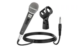 5 Core Karaoke Microphone Dynamic Vocal Cardioid Unidirectional Mic w ON&sol; OFF Switch XLR Cord&comma; Clip