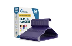 Plastic Clothes Hangers &ndash; Heavy Duty Hanger Set&comma; for Organizing Clothes&comma; Dresses&comma; and Coat&comma; Holds Up to 5 lbs&comma; Space-Saving Hangers with Non-Slip Shoulder Grooves&comma; Pack of 100&comma; Purple
