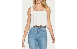 Fore Cropped Broderie Anglaise Cotton Top In White