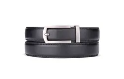 Gallery Seven Men&apos;s Hollowed Masterwork Leather Ratchet Belt-Midnight Onyx-Adjustable from 28" to 44" waist