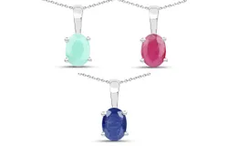 2&period;65 Carat Genuine Emerald&comma; Glass Filled Ruby & Glass Filled Sapphire &period;925 Sterling Silver Pendant