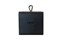 Fendi Roma Mini Box Black Leather Key Ring Charm