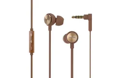 Edifier P293 Plus Computer Headset in-Ear Earphones Inline Volume Playback Controls Flat L Shaped Cable Comfortable Eartips - Brown