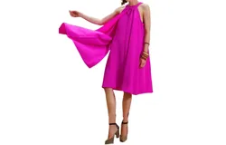 Isle By Melis Kozan Halter Flutter Body Dress In Pink Punch