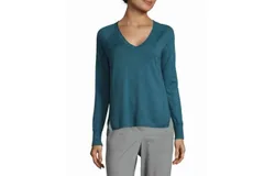 J Brand Pomona V-Neck Cotton Knit Relaxed Fit Sweater In Blue