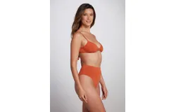 Olivia High Waist High Cut Bikini Bottom - Pumpkin