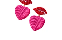 Mignonne Gavigan Kiss Kiss Beaded Drop Earrings In Red Multi
