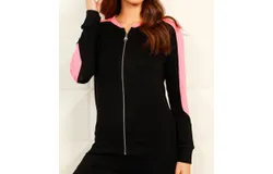 French Kyss Zip Bomber Jacket In Black&sol;coral