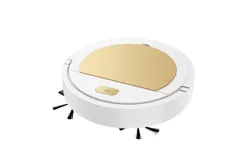 Robot Vacuum Cleaner&comma; Rechargeable Sweeping and Mopping 3-in-1 Intelligent Sweeping Robot&comma; Suitable for Hard Floors&comma; Flat Floors&comma; Marble&comma; Ceramic Tiles&comma; Wooden Floors &lpar;White&sol;Gold&rpar;