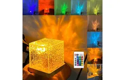 Proyector lampara con ondas oceánicas Lampara cubo  noche lampara efecto agua&comma;16 colores de efectos de luz LED RGB Con control remoto&comma; luz de noche para habitación para parejas