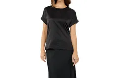 Joseph Ribkoff Crew Neck Pullover With Rolled Sleeves Top In Black