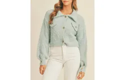 Mable Soft Fuzzy Jacket In Dusty Blue