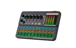 Muslady SK500 Portable Live Sound Card Voice Changer Device Audio Mixer Built-in Multiple Sound Effects Rechargeable Battery BT Connection for Smartphone Computer Live Streaming Online Singing Chatting Game Karaoke