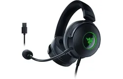 Razer Kraken V3 HyperSense Wired USB Gaming Headset w&sol;Haptic Technology&colon; Triforce Titanium 50mm Drivers - THX Spatial Audio - Hybrid Fabric & Leatherette Memory Foam Cushions - Detachable Mic