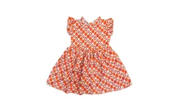 Tuktuk Designs Girl&apos;s Ornaments Ruffle Dress In Orange