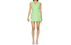 Minkpink Lucia Linen Wrap Playsuit In Lime