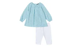 Petit Confection Girls&apos; Daisy Tunic Set In Aqua