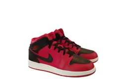 Nike Kids Unisex Air Jordan 1 Mid &lpar;Gs&rpar; Basketball Shoes In Gym Red&sol;black&sol;white