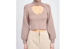 En Saison Sonoita Two-Piece Crop Sweater In Dusty Lilac